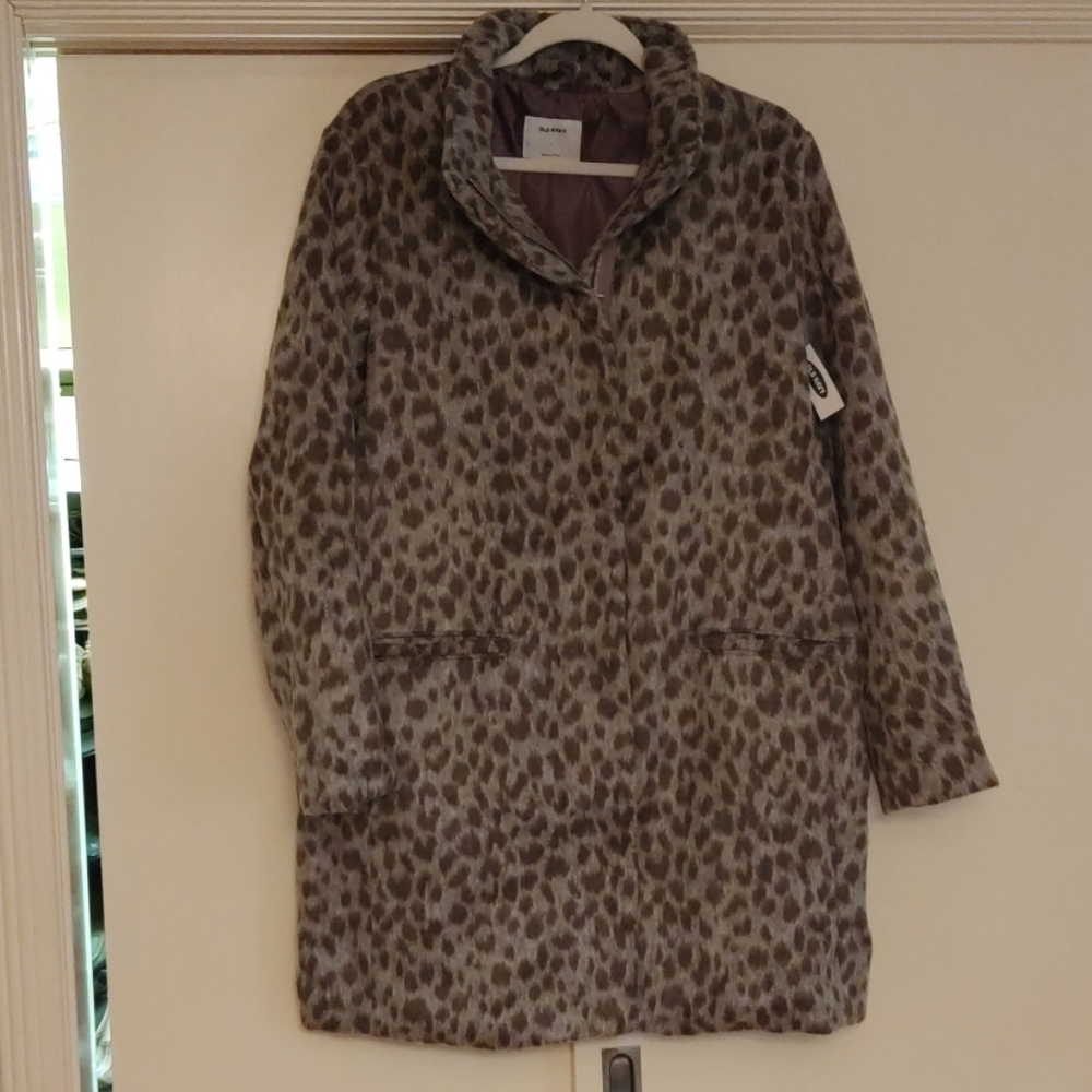 Old Navy Cheetah Gray Dress Jacket, Size Large, NW